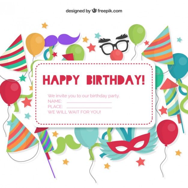 626x626 Birthday Invitation Card Vector Free Download
