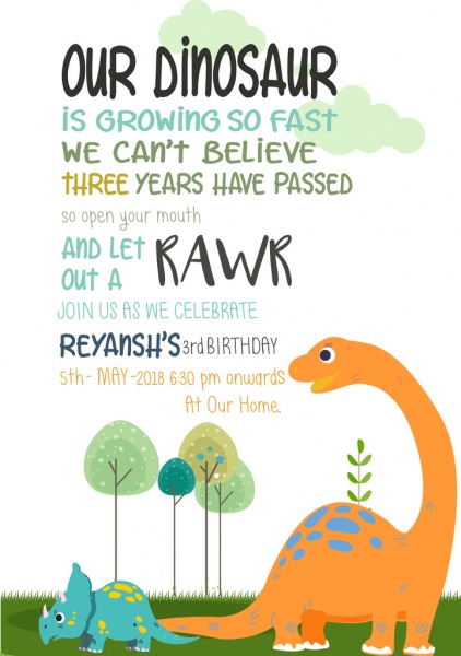 422x600 Dinosaur Birthday Invite Free Vector In Adobe Illustrator