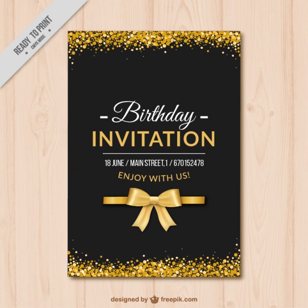 626x626 Elegant Birthday Invitation With Golden Details Vector Free Download