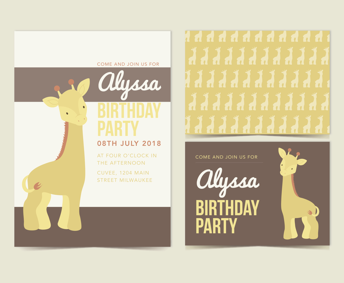 1136x936 Vector Giraffe Birthday Invitation Vector Art Graphics