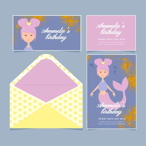 490x490 Vector Mermaid Birthday Invitation