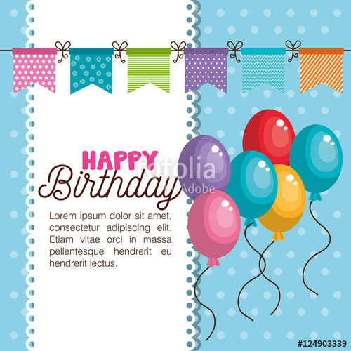 500x500 Happy Birthday Invitation Card Vector Illustration Design Stock