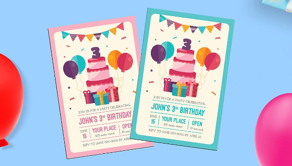 600x340 Kids Birthday Invitation Flyer Templates