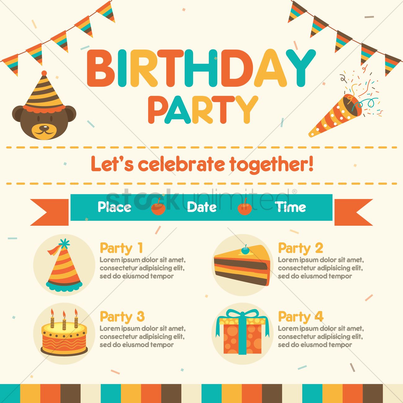 1300x1300 Infographic Of Birthday Party Vector Image