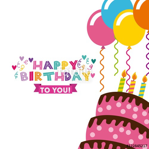 500x500 Birthday Celebration With Balloons Air Party Vector Illustration