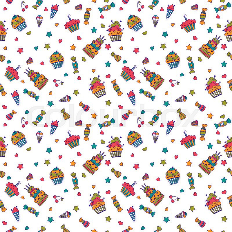 Cute Sweet Seamless Pattern Birthday Stock Vector Colourbox 800x800 Cute Sweet Seamless Pattern Birthday Stock Vector Colourbox