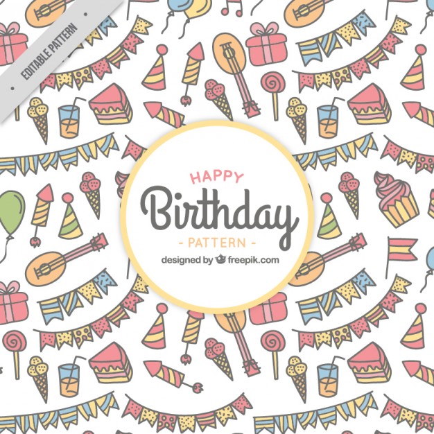 Hand Drawn Birthday Things Pattern Vector Free Download 626x626 Hand Drawn Birthday Things Pattern Vector Free Download