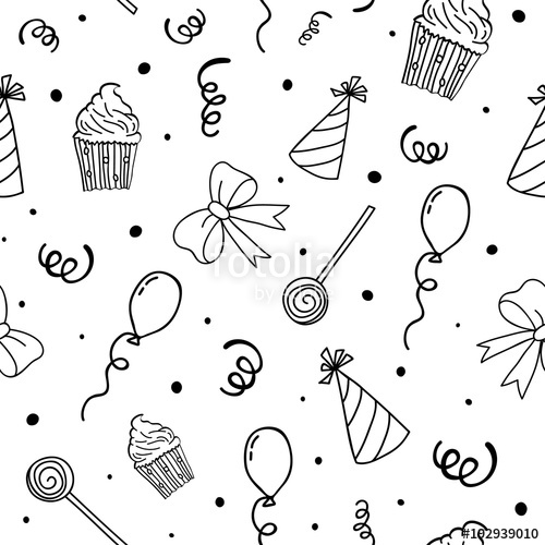 Birthday Pattern Party Background Hand Drawn Seamless Pattern 500x500 Birthday Pattern Party Background Hand Drawn Seamless Pattern