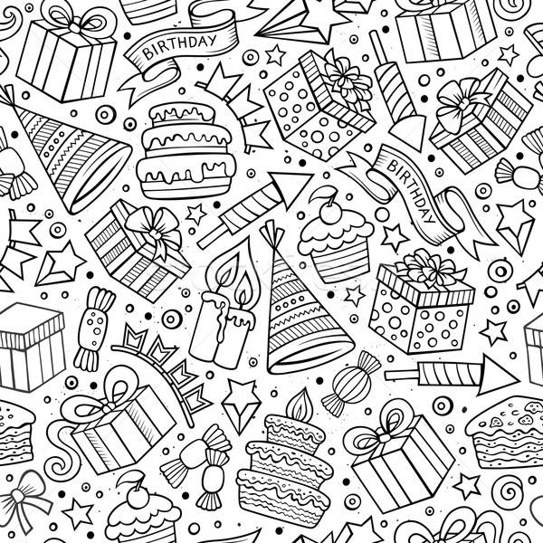 Cartoon Hand Drawn Doodles Birthday Theme Seamless Pattern Vector 600x600 Cartoon Hand Drawn Doodles Birthday Theme Seamless Pattern Vector