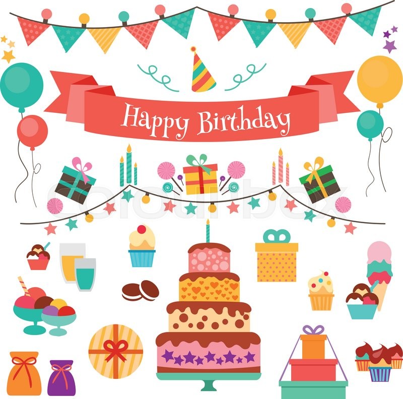 800x792 Happy Birthday Vector Concept Set Of Stock Vector Colourbox