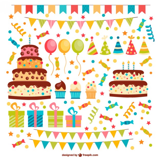 626x626 Birthday Elements Pack Vector Free Download