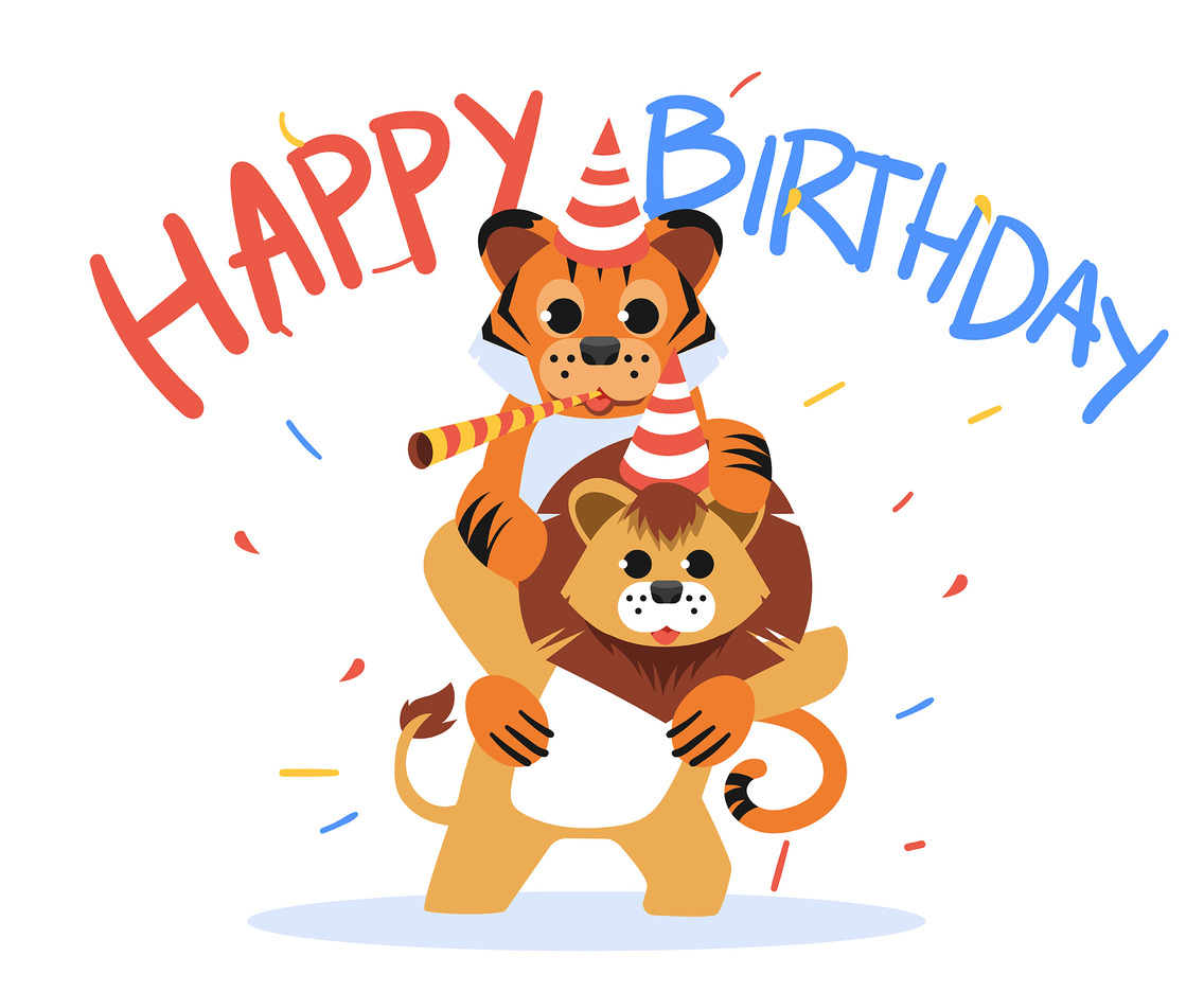 1136x936 Happy Birthday Animal Tiger And Lion Vector Art Graphics