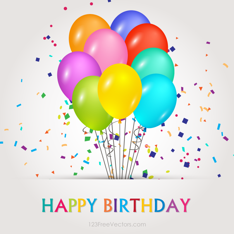 800x800 Happy Birthday Vector Banners With Balloons Illustration