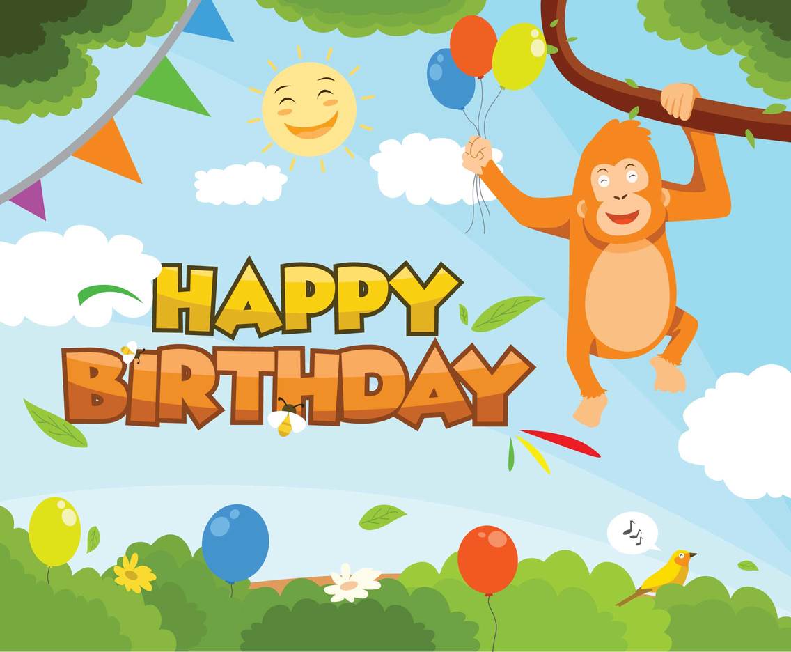 1136x936 Jungle Theme Happy Birthday Vector Vector Art Graphics