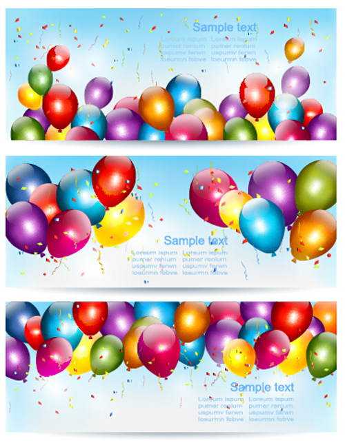500x646 Colorful Balloons Banners Birthday Vector Free Download