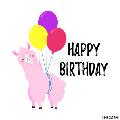 500x500 Birthday Vector Cartoon Greeting Card Design Doodle Illustration