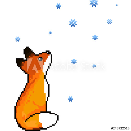 Cute Pixel Art Fox Winter Pixel Art Bit Vector Illustration 500x500 Cute Pixel Art Fox Winter Pixel Art Bit Vector Illustration