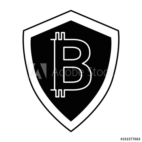 Shield With Bitcon Vector Illustration Design 500x500 Shield With Bitcon Vector Illustration Design