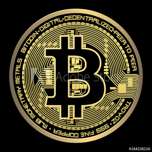 500x500 Crypto Currency Bitcoin Vector Illustration On A Black Background