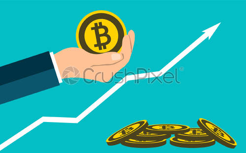 500x311 Bitcoin Concept Growth Chart Hand Holdinggive A Medal Bitcoin