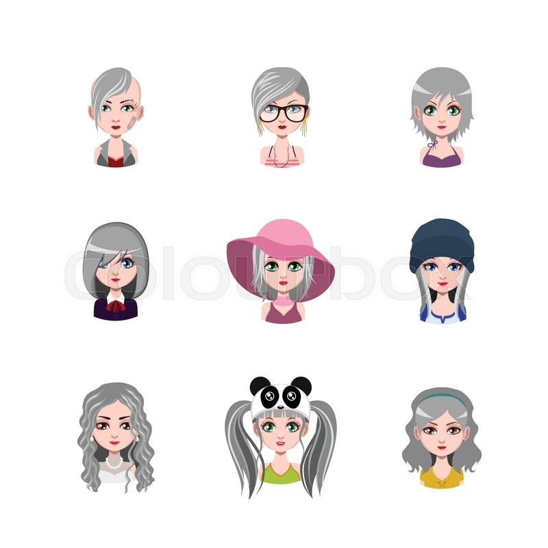 800x800 Women Avatar With Gray Hair Stock Vector Colourbox