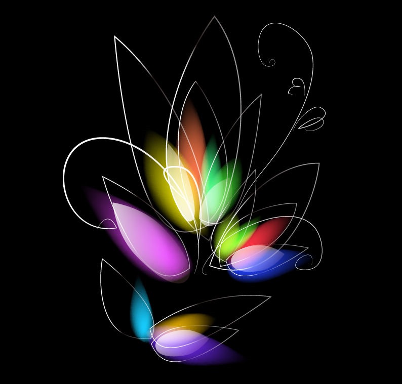 794x759 Abstract Colorful Floral On Black Background Vector Free Vector