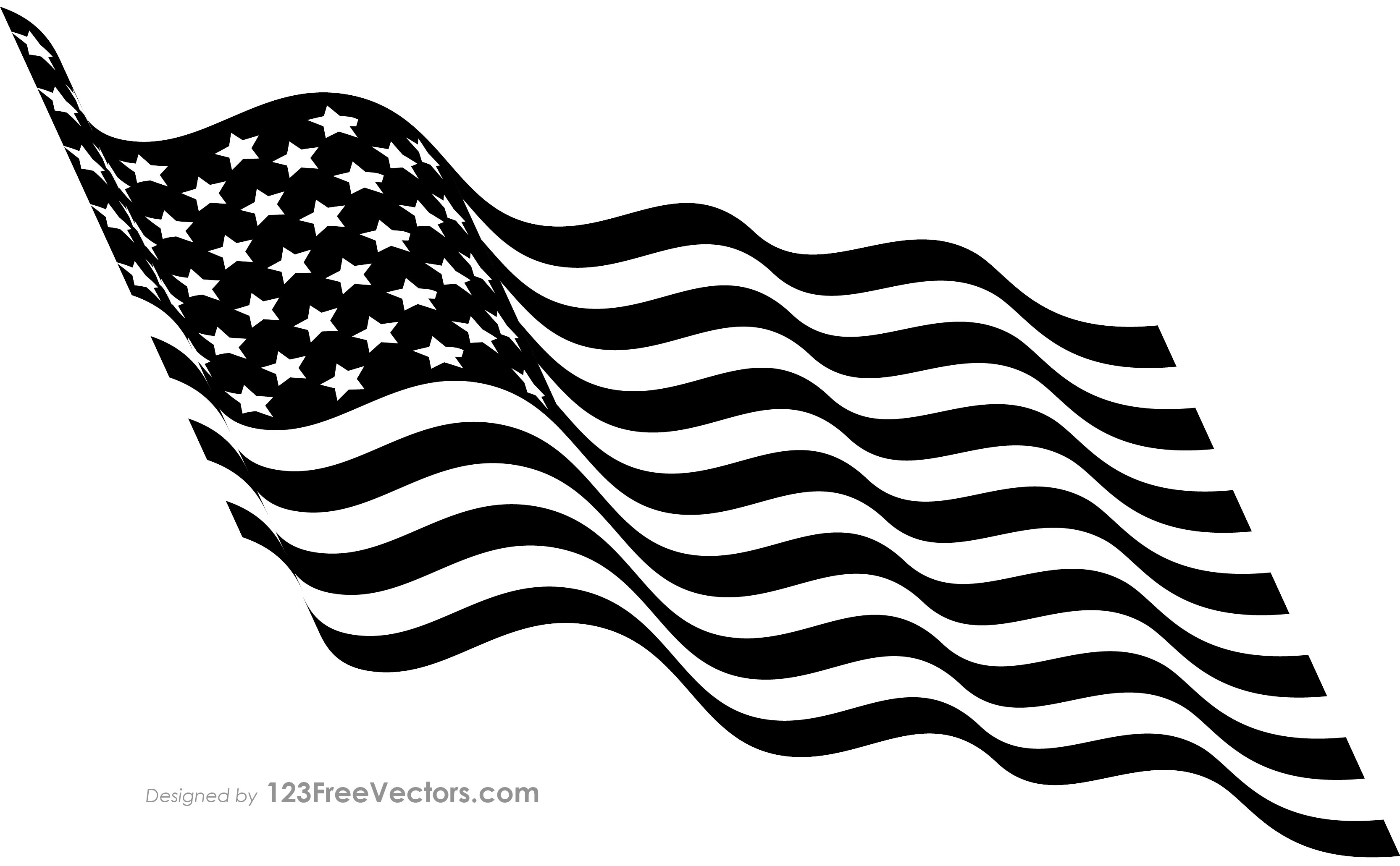 3333x2063 Black And White Waving American Flag