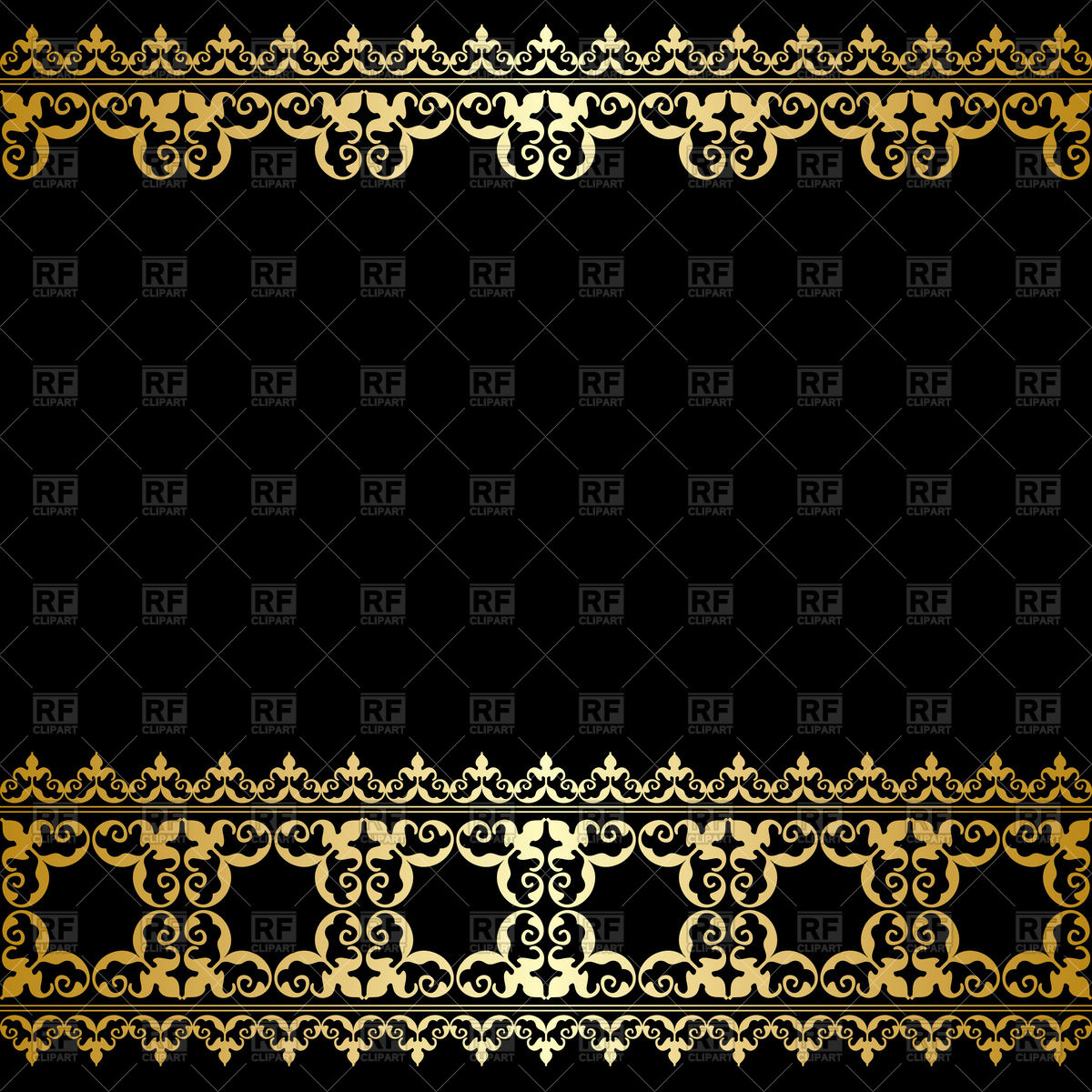 1200x1200 Black And Gold Background With Vintage Border Vector Image