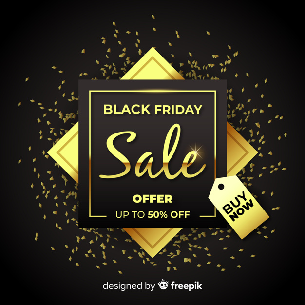 626x626 Black Friday Golden Background Vector Free Download
