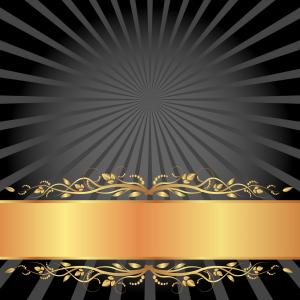 300x300 Golden Abstract Flower On Black Background Vector Clipart