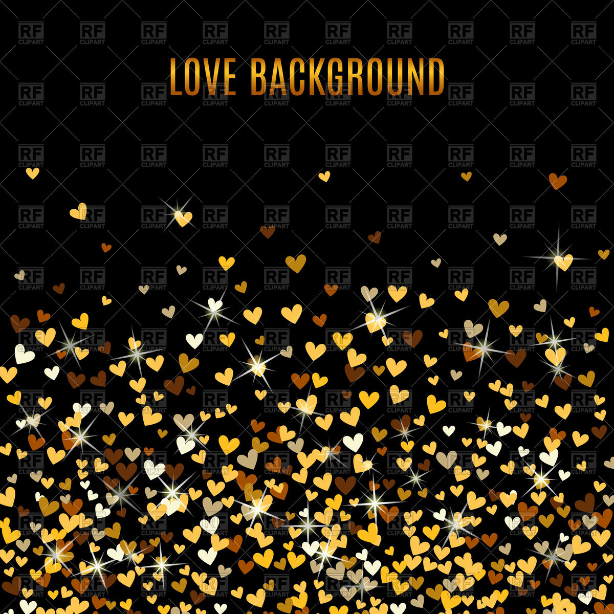 1200x1200 Romantic Golden Heart Black Background Vector Image Of Backgrounds