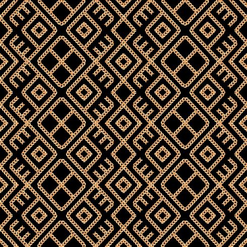 490x490 Seamless Pattern Of Gold Chain Geometrical Ornament On Black