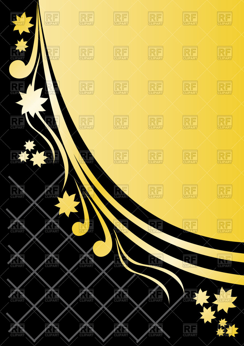 848x1200 Black Gold Decorative Card With Floral Pattern Vector Image