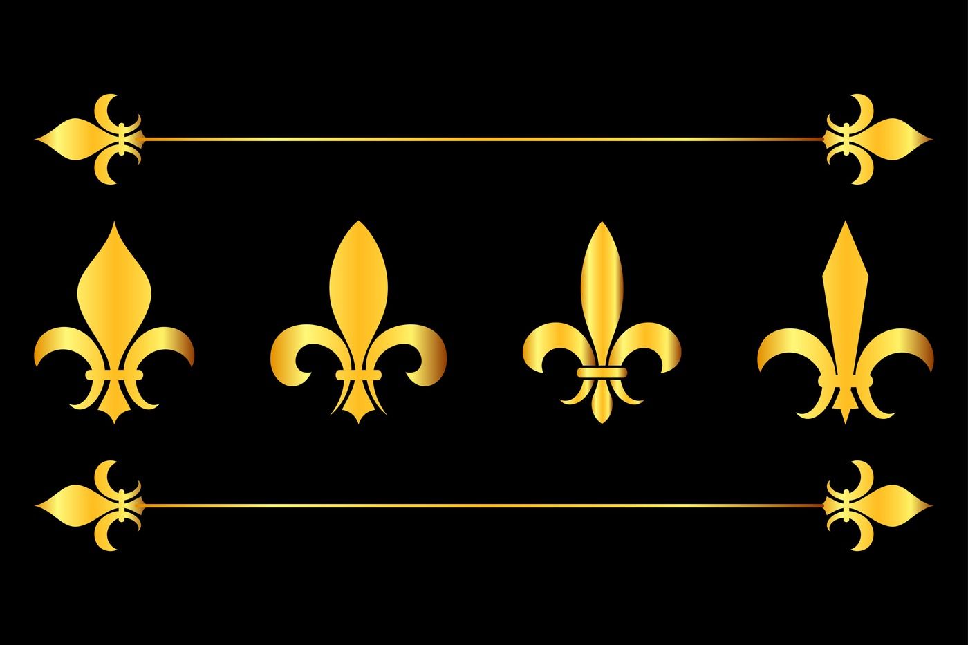 1400x933 Golden Vector Fleur De Lys Design Elements Black Background