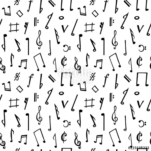 500x499 Seamless Vector Pattern With Music Notes Black And White Abstract