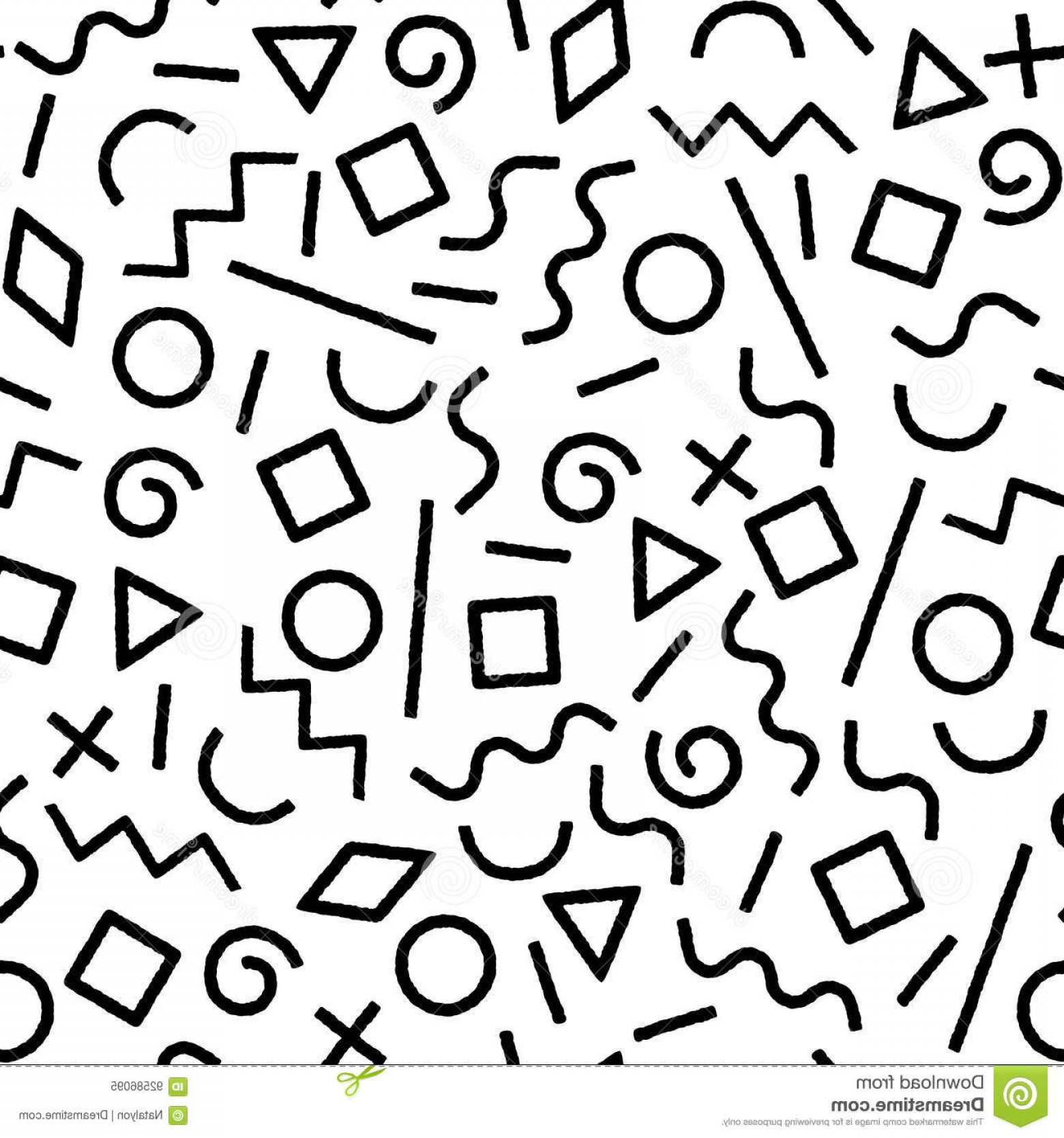 1560x1668 Stock Illustration Black White Memphis Abstract Geometric Shapes