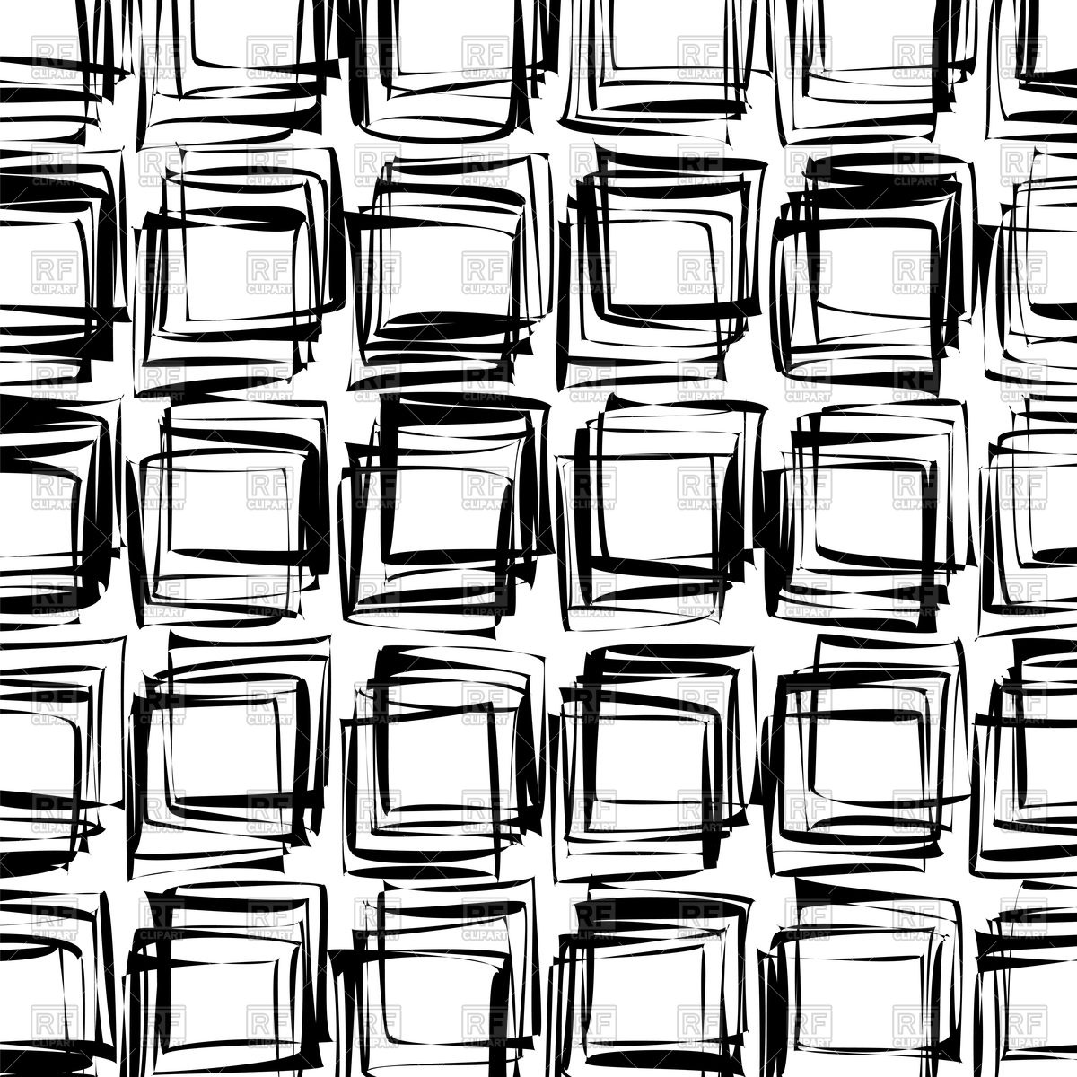 1200x1200 Abstract Black And White Sketch Background With Squares Vector
