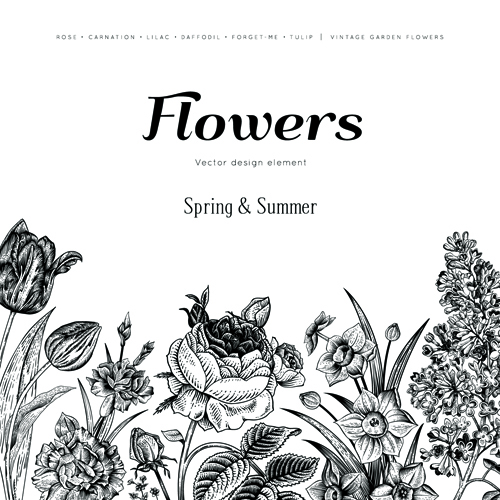 500x500 Black With White Floral Card Background Vector Free Download