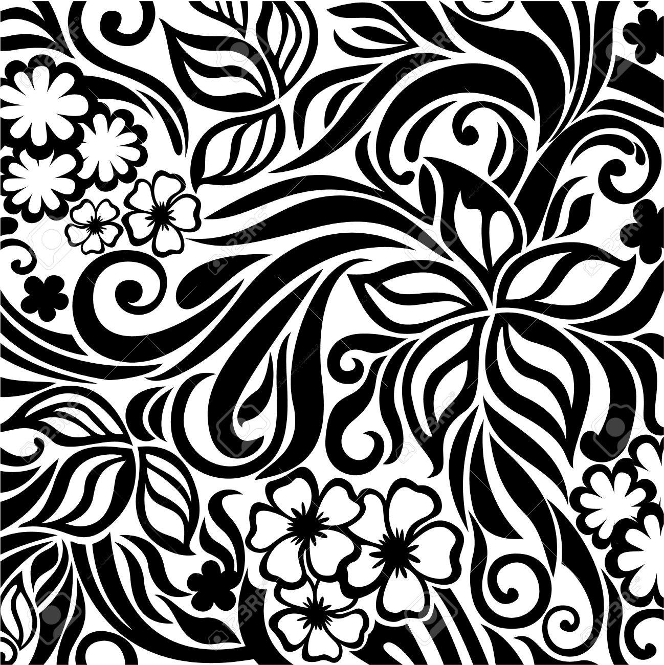 1298x1300 Floral Background Vector Black And White