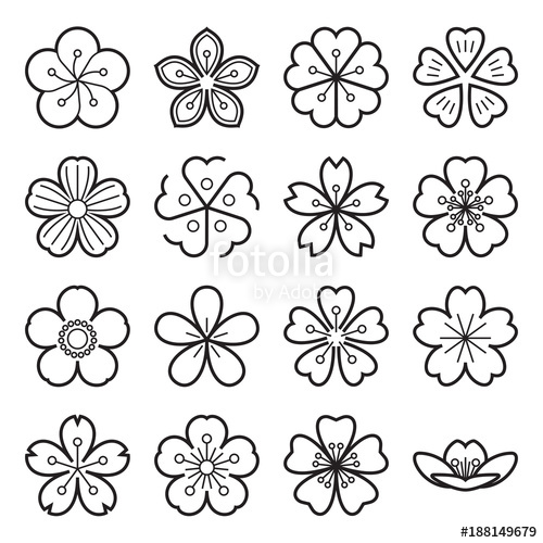 Black And White Cherry Blossom Vector at Vectorified.com | Collection ...