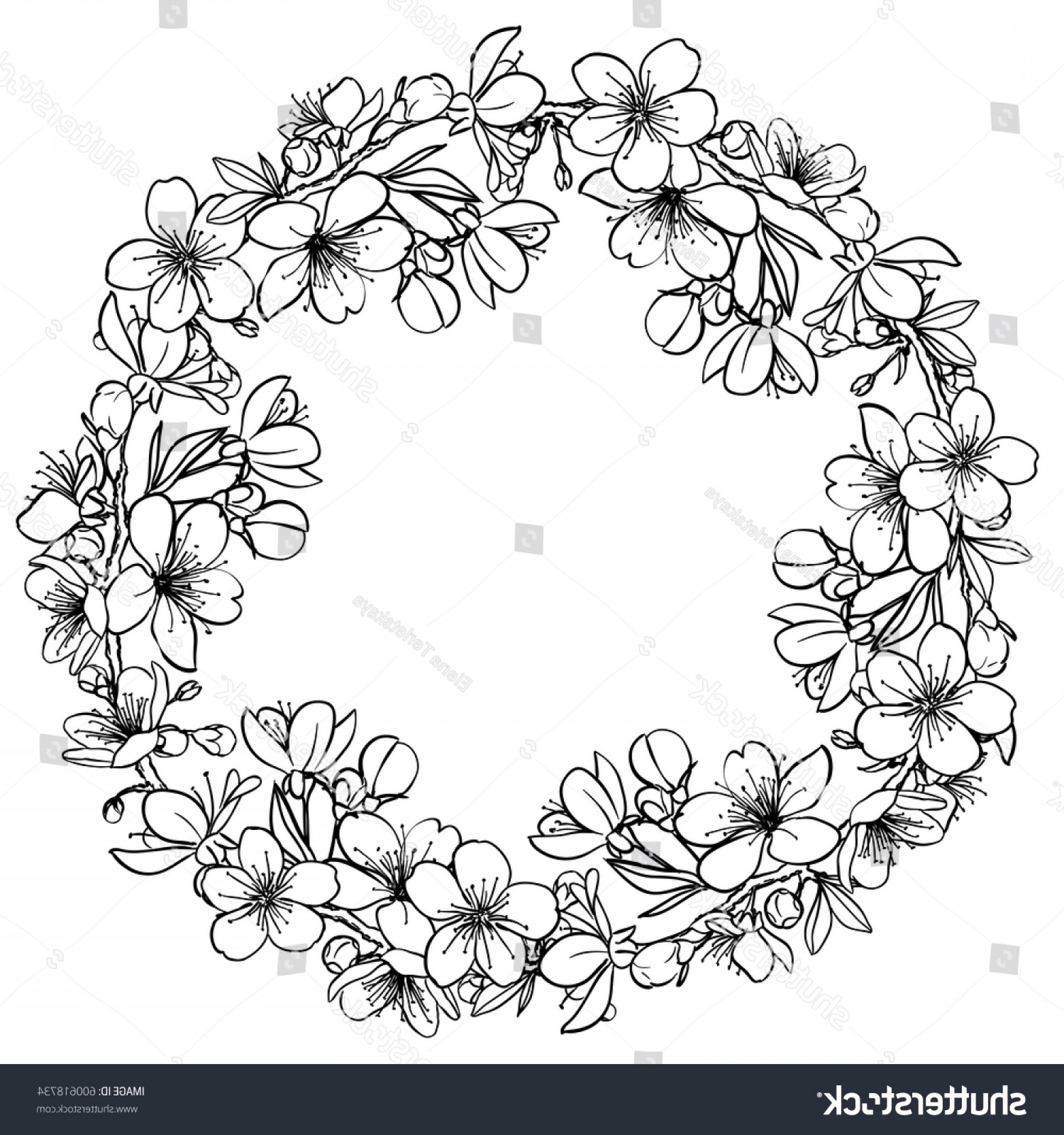 Vector Black And White Cherry Blossom Wreath Catchsplace 1800x1920 Vector Black And White Cherry Blossom Wreath Catchsplace