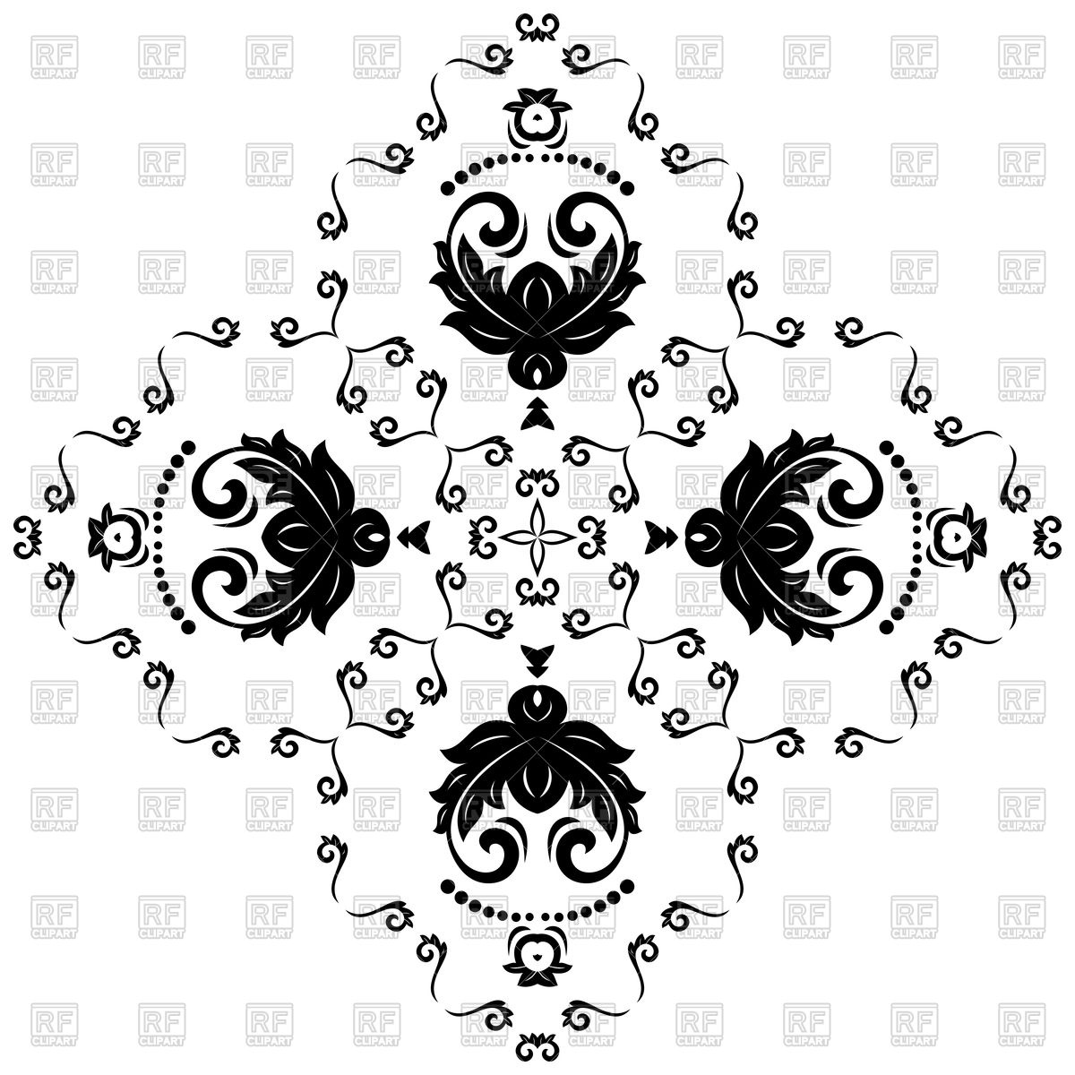 1200x1200 Damask Vector Floral Pattern With Arabesque And Oriental Elements