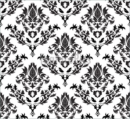 500x458 Abstract Patterns Damask Black And White Seamless Pattern