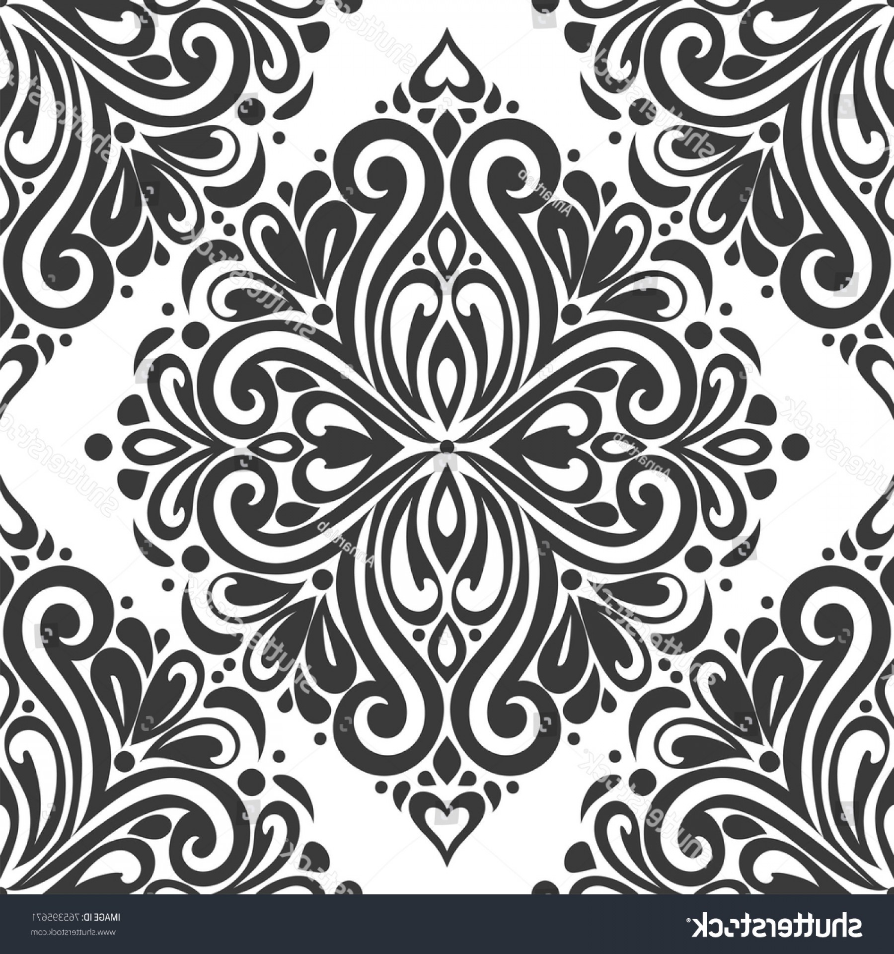 1800x1920 Black White Damask Vector Seamless Pattern Geekchicpro