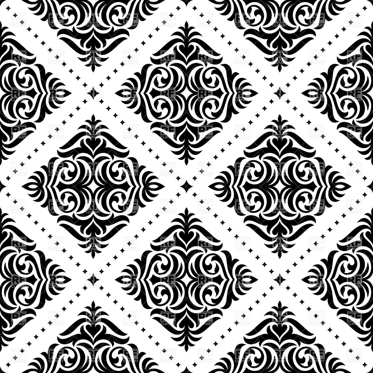 1200x1200 Black And White Damask Pattern Vector Image Of Backgrounds