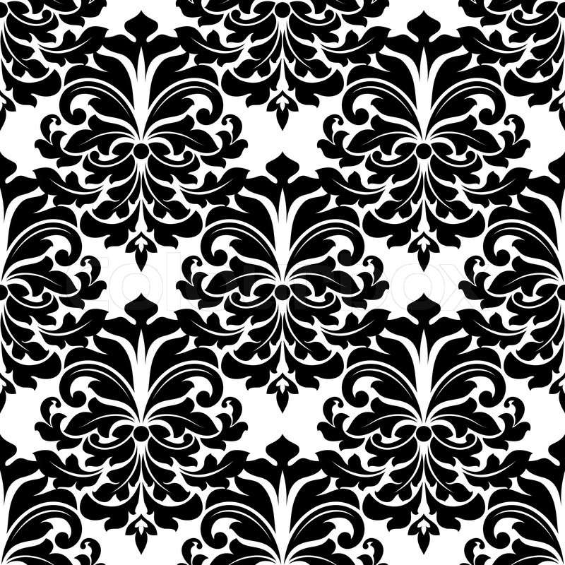 800x800 Black And White Damask Seamless Stock Vector Colourbox