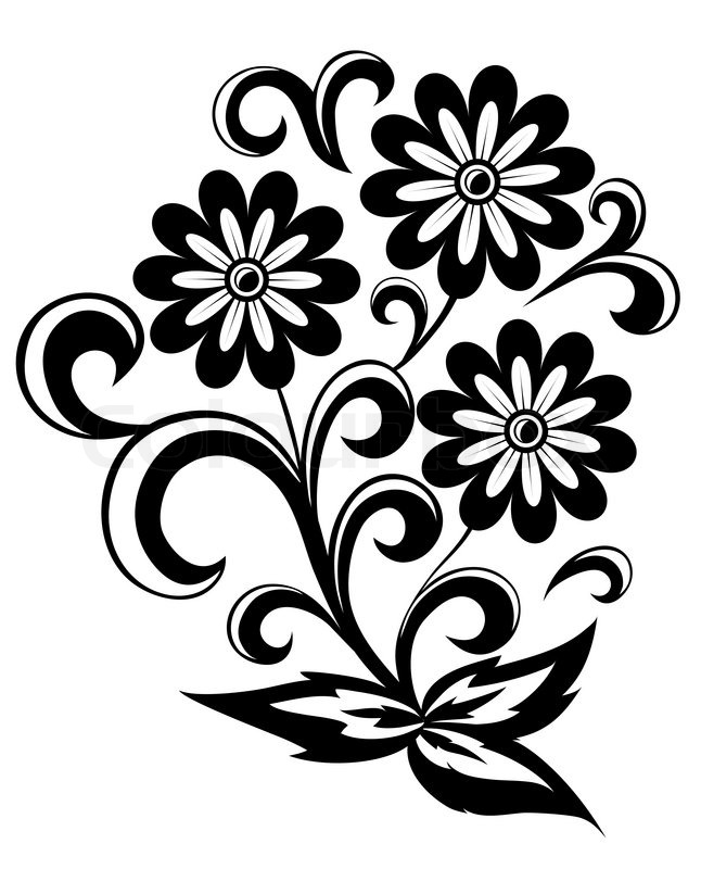 646x800 Black And White Abstract Flower With Stock Vector Colourbox