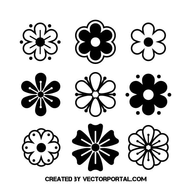 Black And White Flower Vector at Vectorified.com | Collection of Black