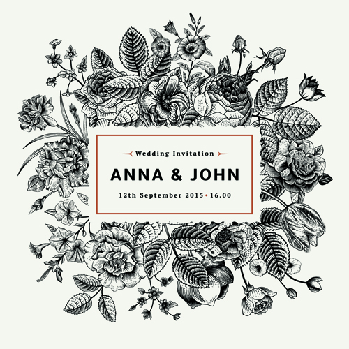 500x500 Black With White Floral Card Background Vector Free Download