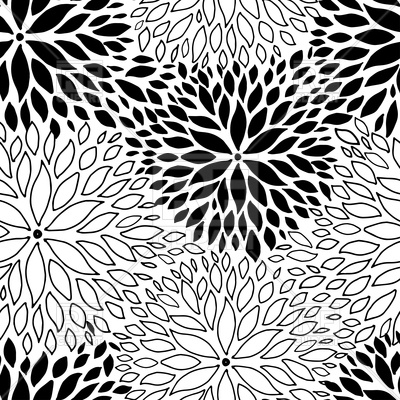 400x400 Beautiful Seamless Pattern With Monochrome Black And White Flowers